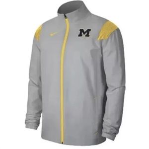 Nike Michigan Wolverines Men’s Silver Woven Full-Zip On Field Jacket NWT! Size L